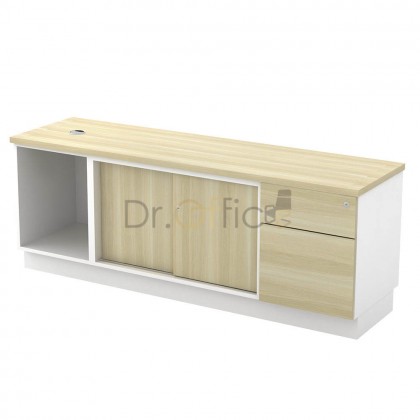 M-B-YOS1626(E) OPEN SHELF + SLIDING DOOR + FIXED PEDESTAL 1 DRAWER 1 FILLING