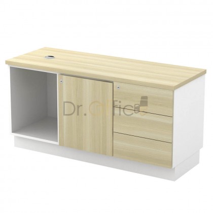 M-B-YRP1236(E) OPEN SHELF + SWINGING DOOR(R) + FIXED PEDESTAL 3DRAWER 