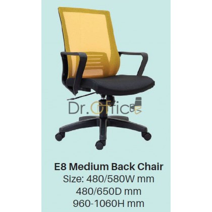 V-E8 Netting Office Chair | Computer Chair | Medium Back Chair | Low Back Chair | Office Furniture | Kerusi Pejabat