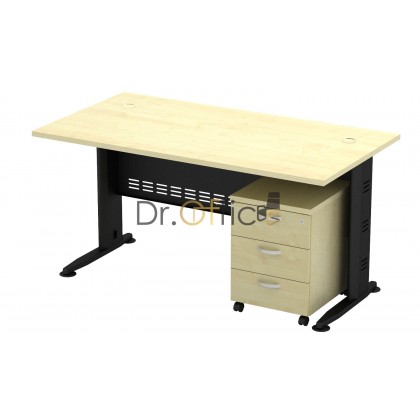 M-QT128-Q-YM3 BLACK STANDARD RECTANGULAR  TABLE MOBILE DRAWER 