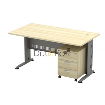 M-QT128-Q-YM3 SILVER STANDARD RECTANGULAR  TABLE MOBILE DRAWER 